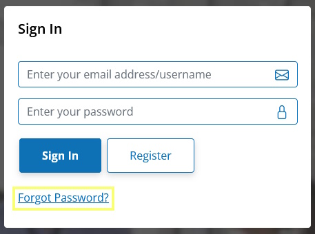 Example of how the sign in box area looks highlighting the forgot password